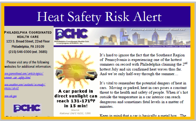 Heat Safety Risk Alert Flyer